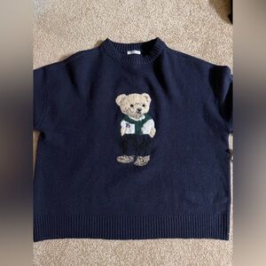 Navy Sweater with Bear Design